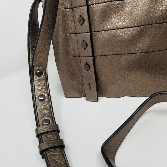 VIA SPIGA Bronze Metallic Leather Crossbody Bag w/ Adjustable Strap - Picture 8 of 16